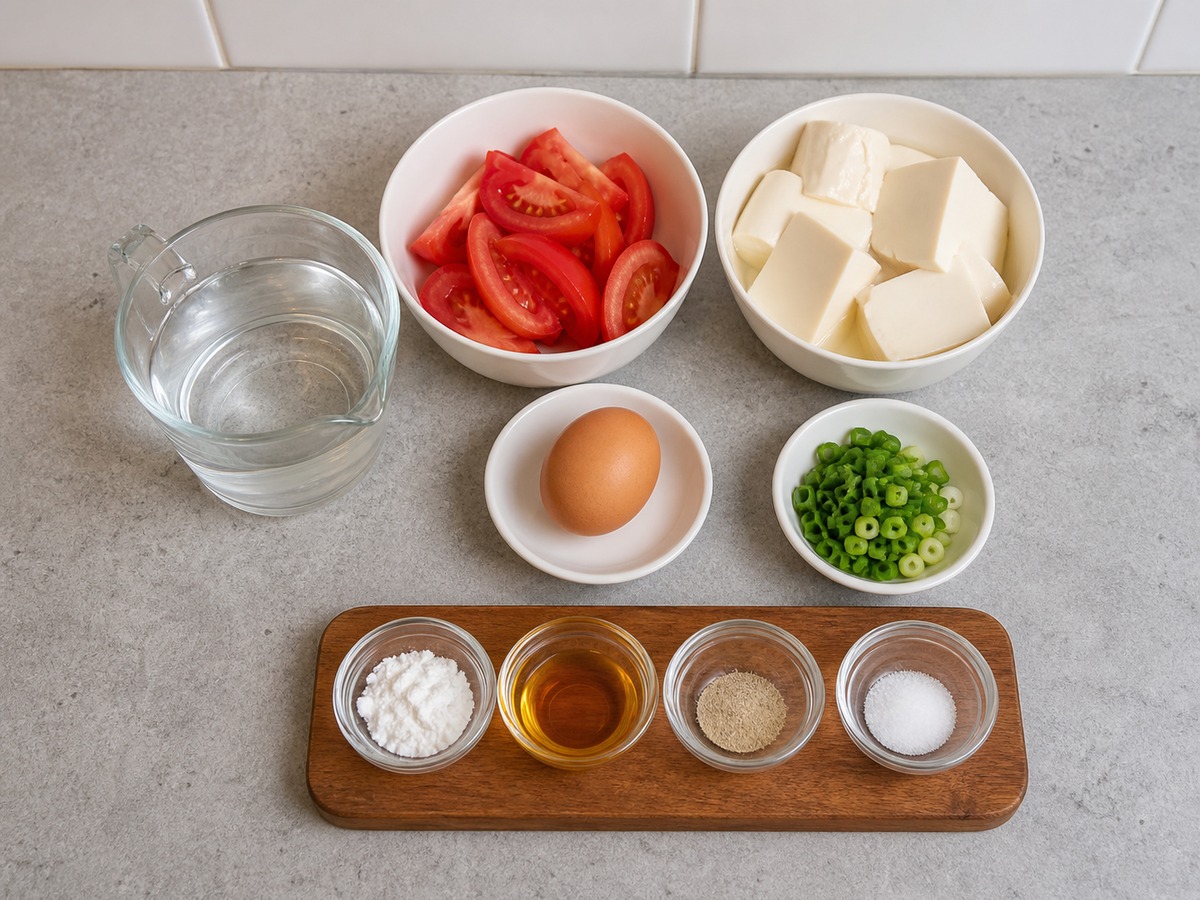 Tomato, Tofu and Egg Drop Soup โ ingredients overview
