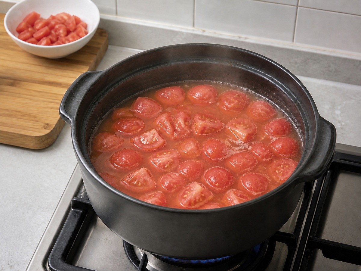 Tomato, Tofu and Egg Drop Soup โ step 7: Simmer until cooked