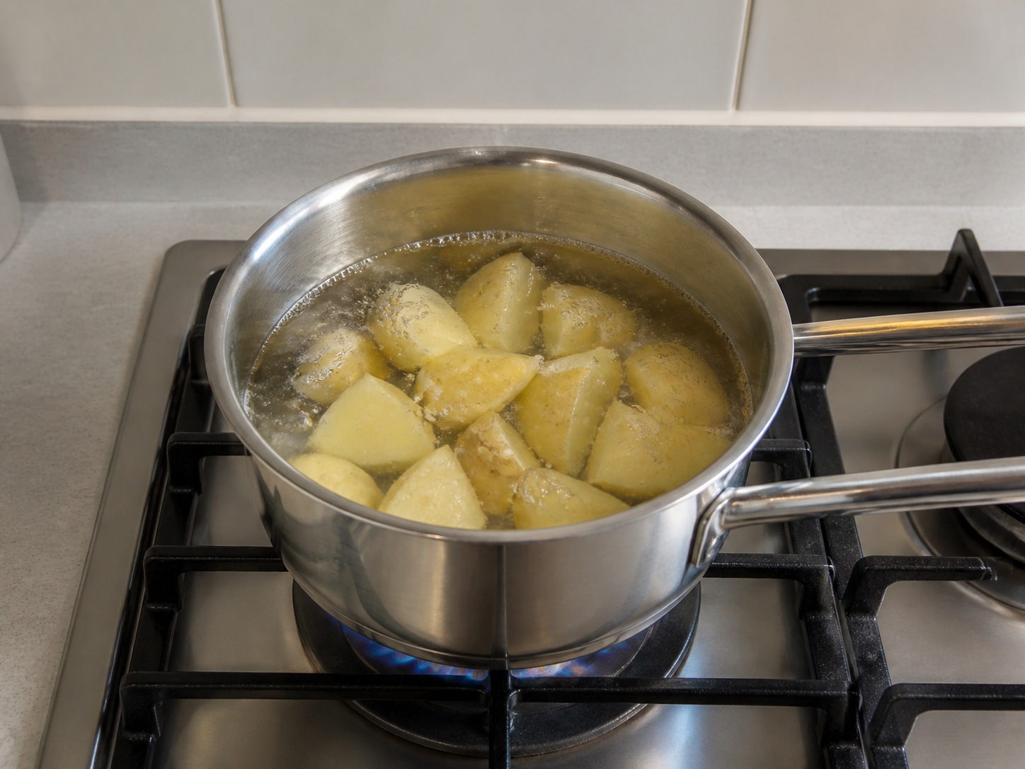 尼斯式吞拿魚雞蛋青豆沙律: 煮薯仔