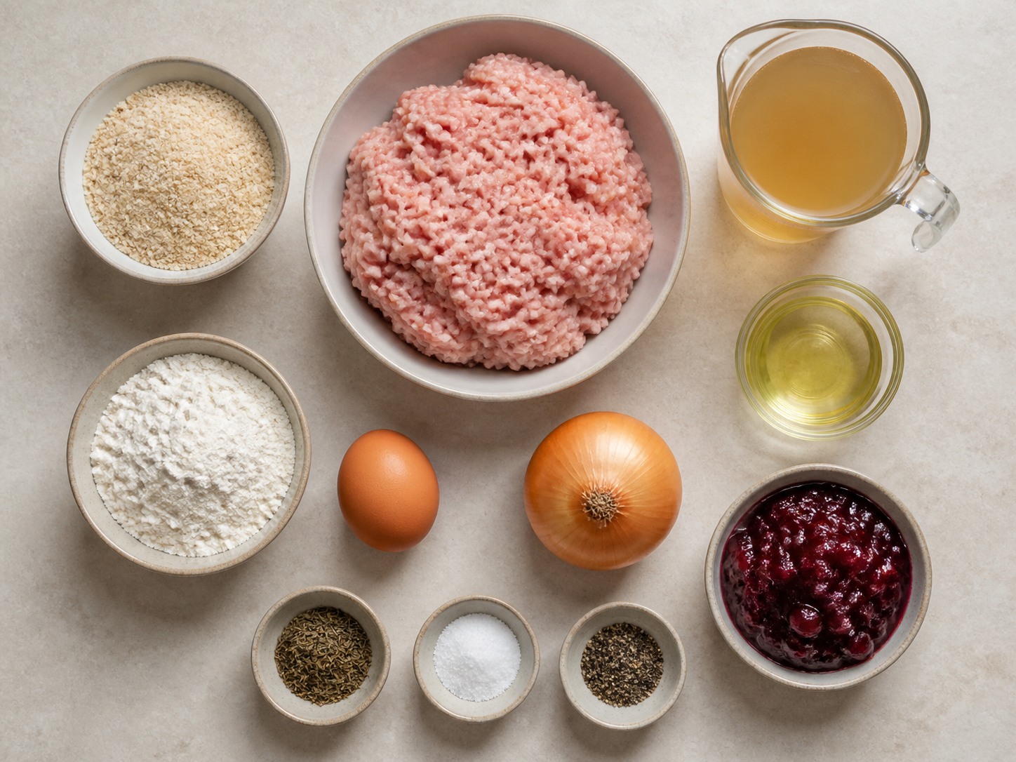火雞肉丸配紅莓洋蔥汁 — ingredients overview