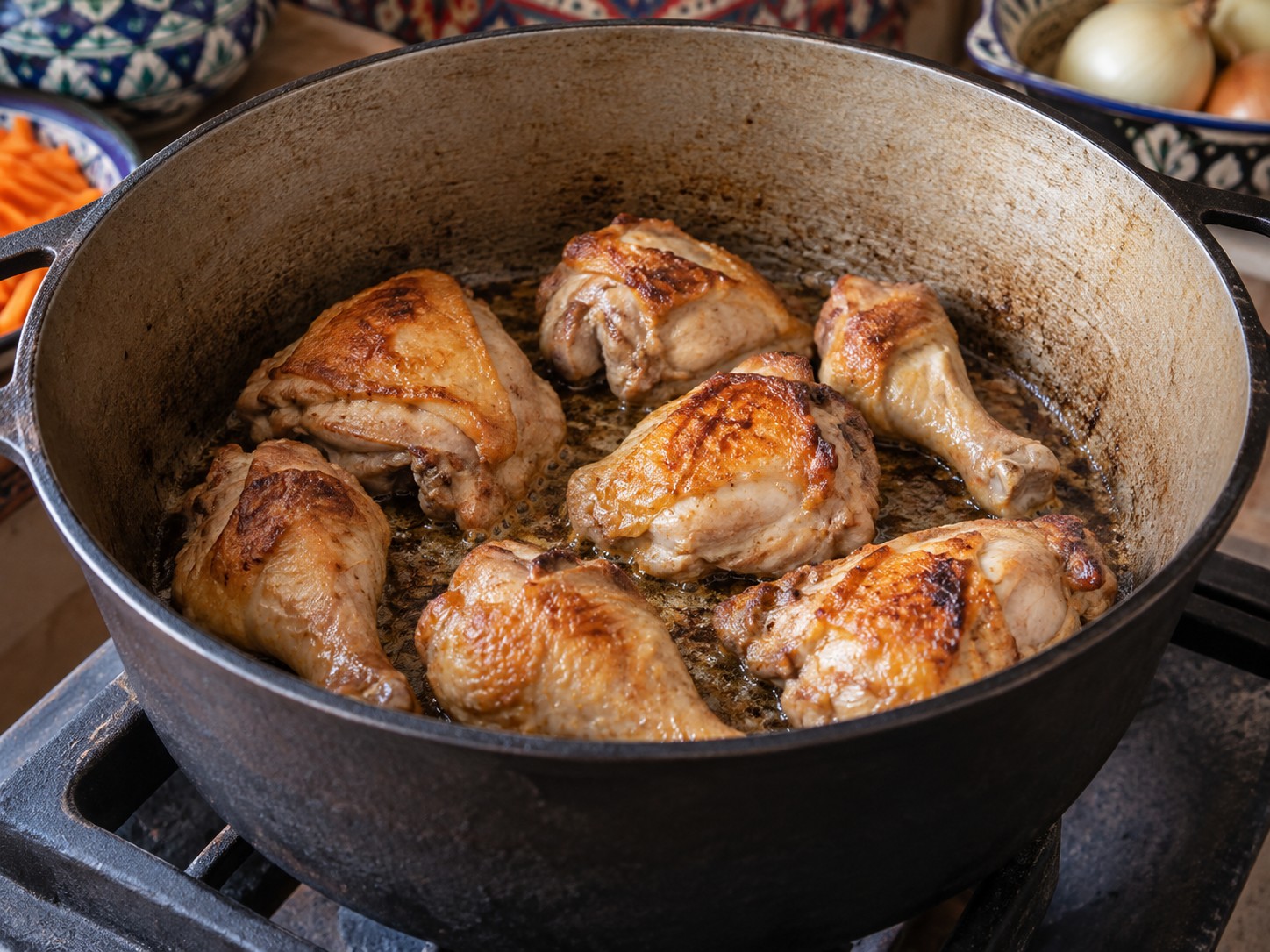 Uzbek Chicken Plov — I-brown ang manok