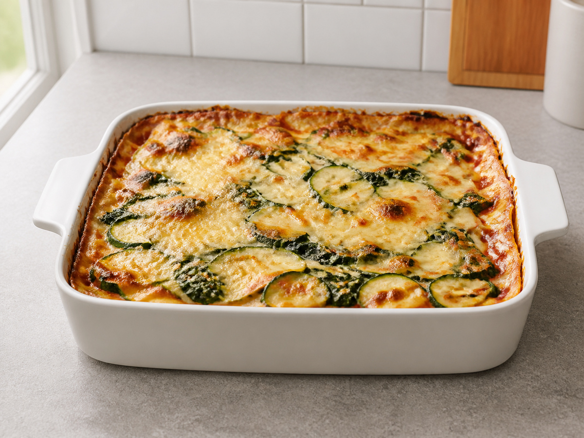 Lasagna Sayuran dengan Bayam dan Zucchini finished dish