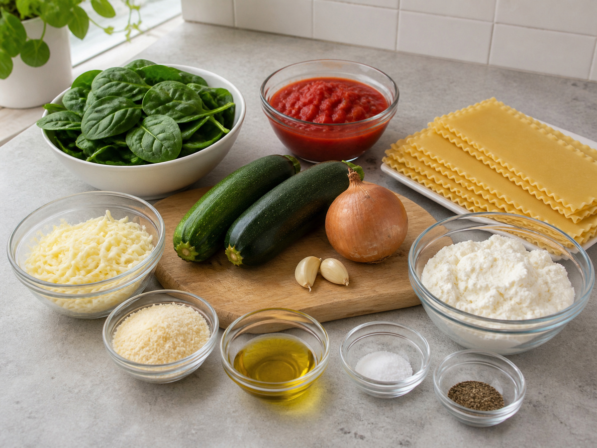 Lasagna Sayuran dengan Bayam dan Zucchini ingredient overview