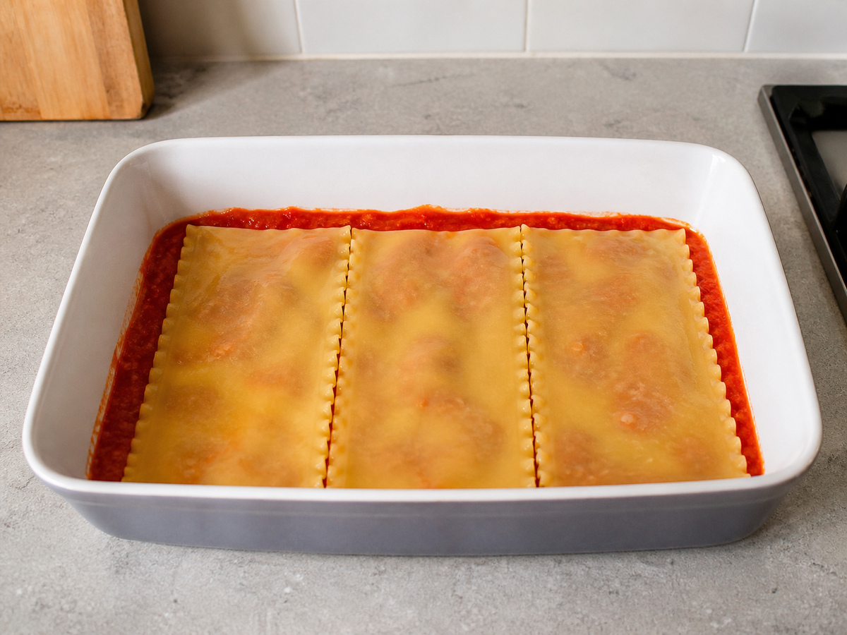 Lasagna Sayuran dengan Bayam dan Zucchini: Susun berlapis