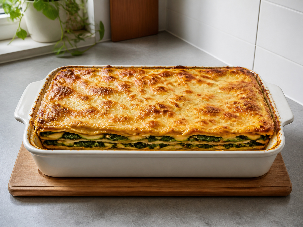 Lasagna Sayuran dengan Bayam dan Zucchini: Diamkan sebentar