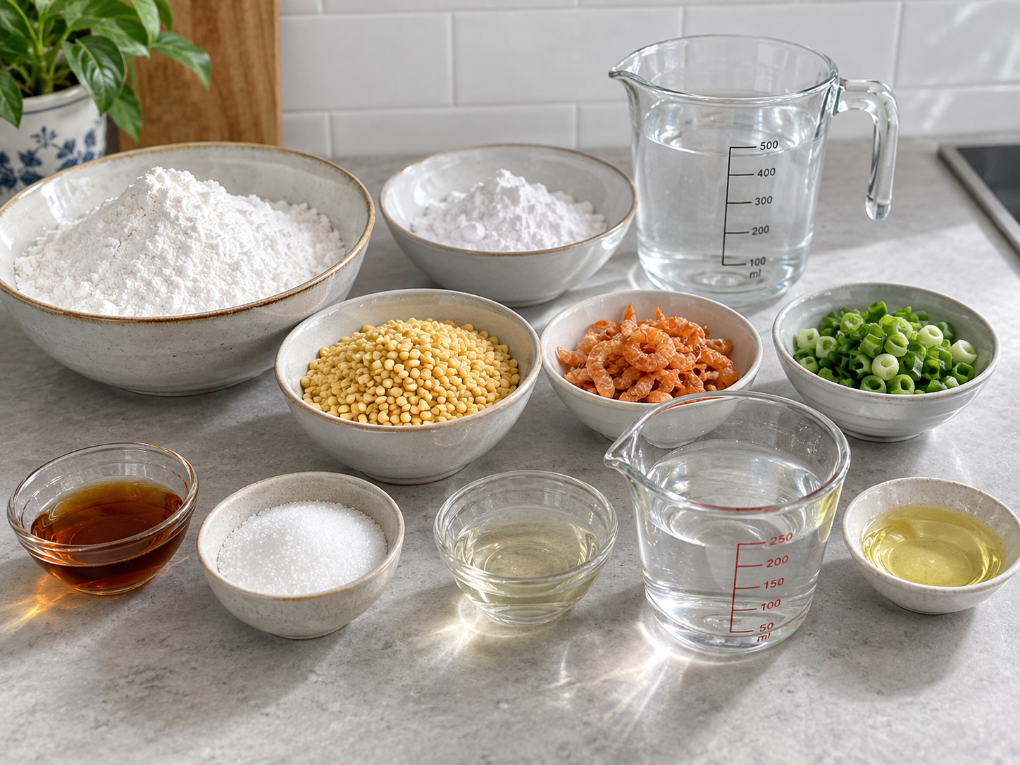 Vietnamese Bánh Bèo Steamed Rice Cakes — ingredients