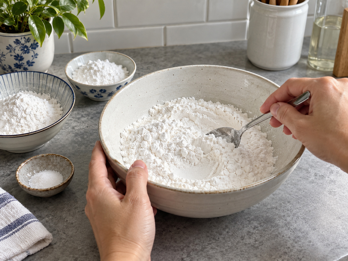 Vietnamese Bánh Bèo Steamed Rice Cakes — Mix flours
