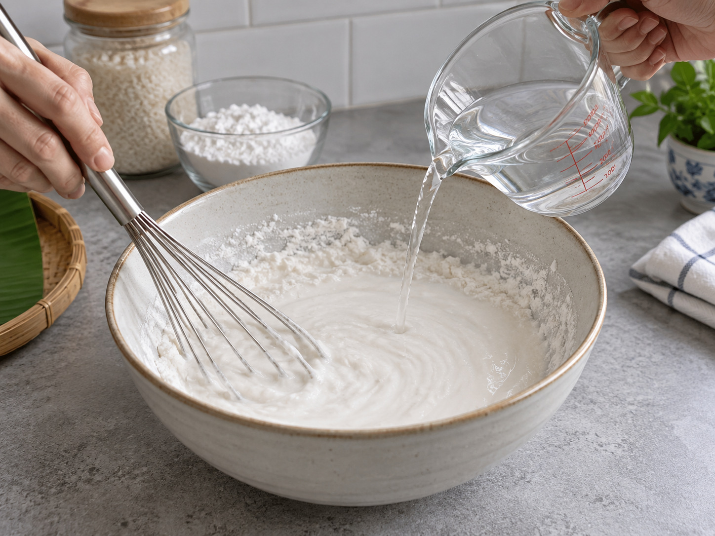 Vietnamese Bánh Bèo Steamed Rice Cakes — Make batter