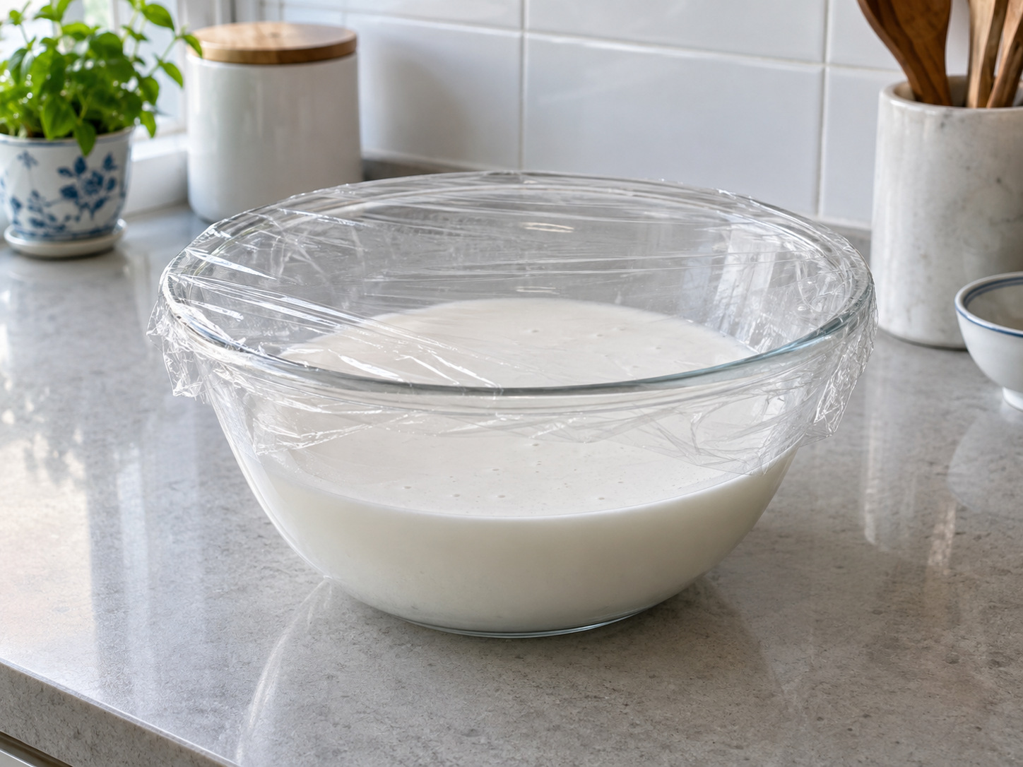 Vietnamese Bánh Bèo Steamed Rice Cakes — Rest batter