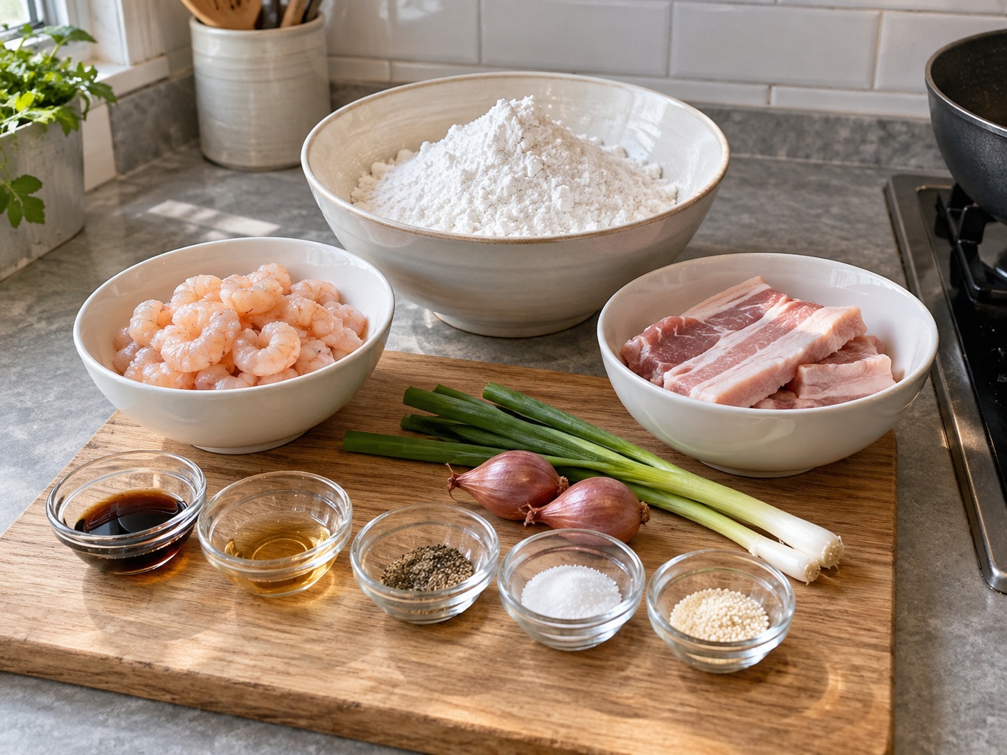 Dumpling Tapioka Vietnam Isi Udang dan Babi — bahan