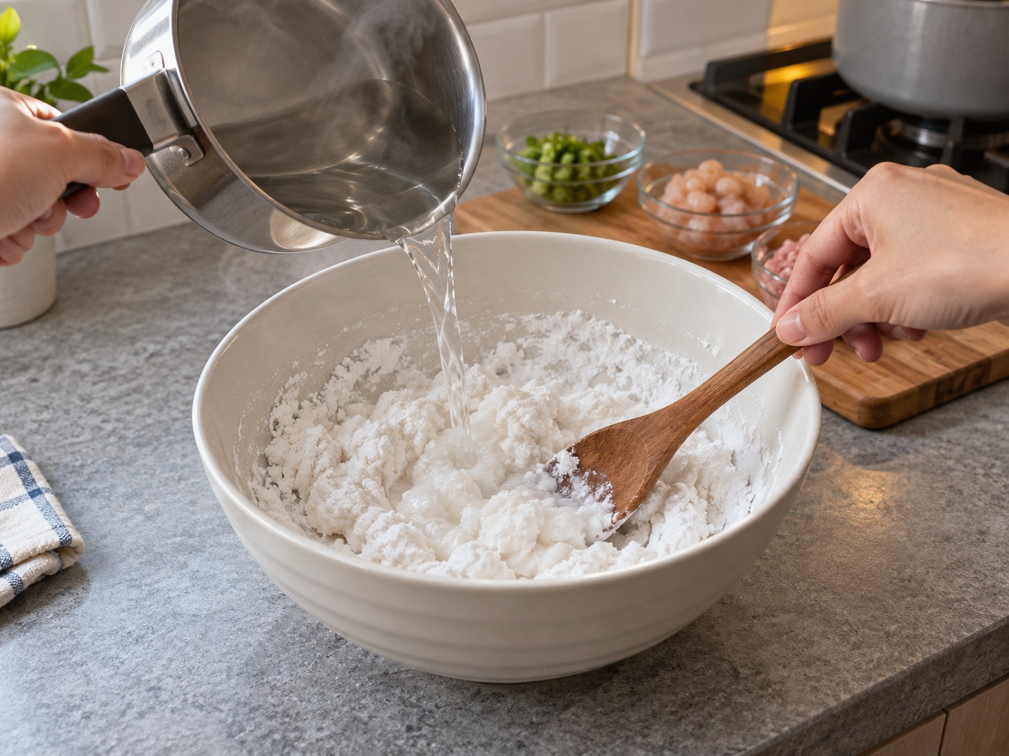 Dumpling Tapioka Vietnam Isi Udang dan Babi — Seduh tepung tapioka