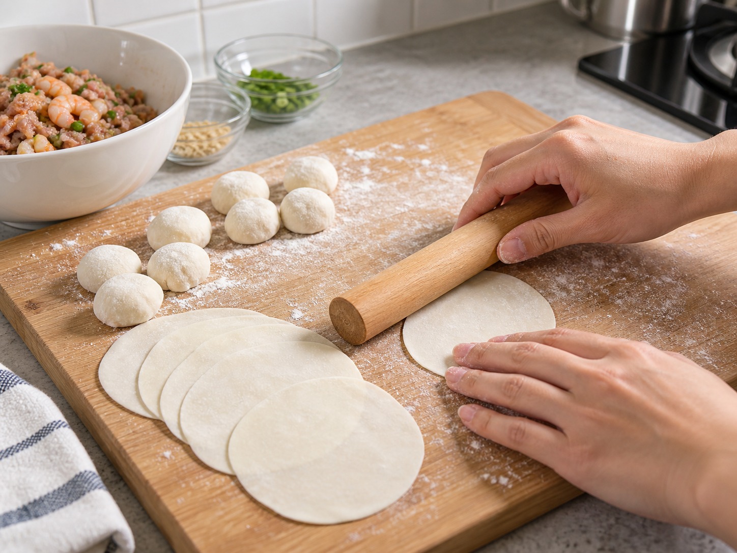 Dumpling Tapioka Vietnam Isi Udang dan Babi — Bagi dan gilas kulit