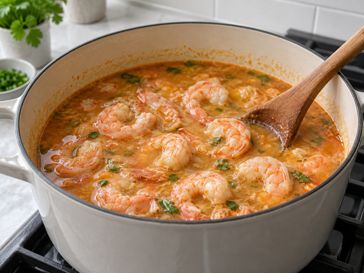 Vietnamese Bánh Canh Cua na Makapal na Noodles at Alimango — Painitin ang hipon