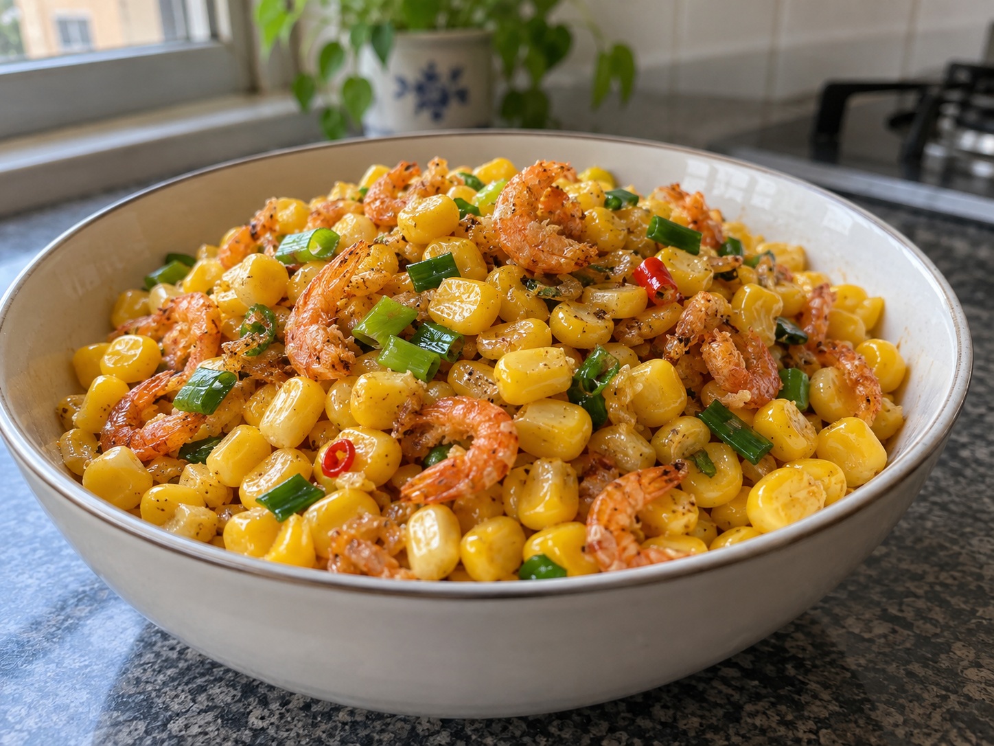 Jagung Tumis Udang Vietnam — hidangan selesai