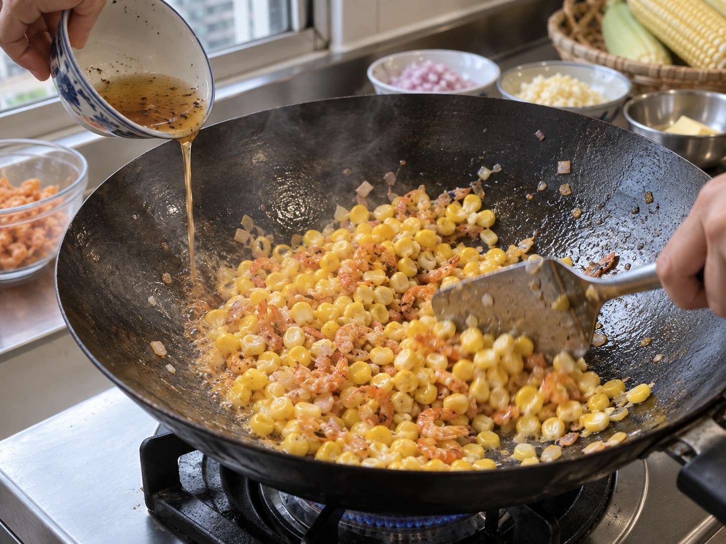 Jagung Tumis Udang Vietnam — Susutkan bumbu