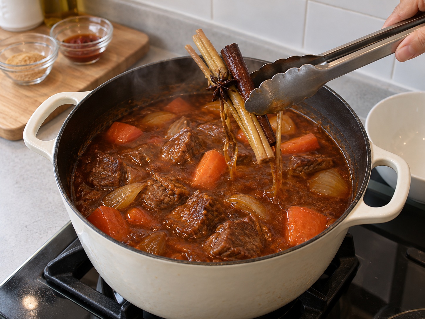 Bo Kho Sapi dan Wortel Vietnam — Buang rempah utuh