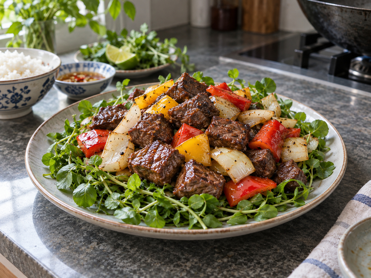 Vietnamese Shaking Beef — finished dish