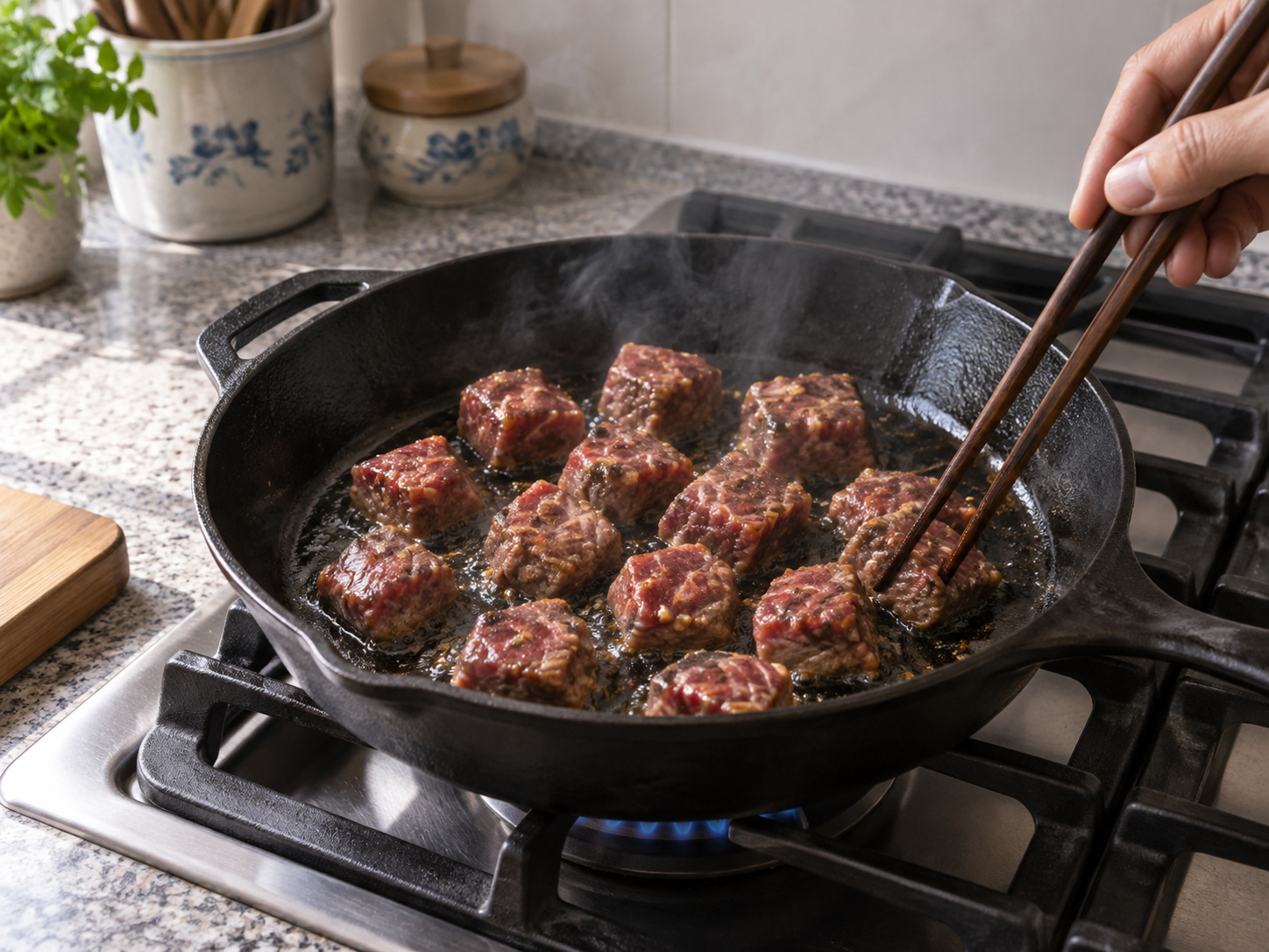 Vietnamese Shaking Beef — I-sear ang ikalawang batch