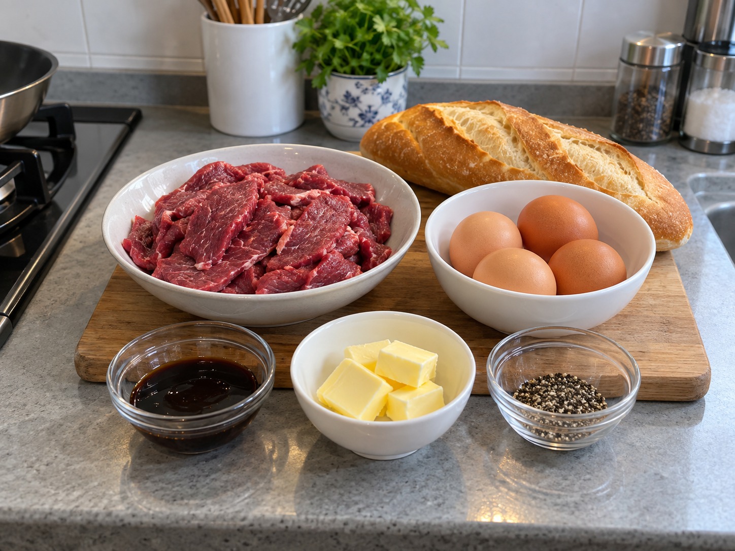 越南家常鐵板牛肉煎蛋 Bò Né — 材料