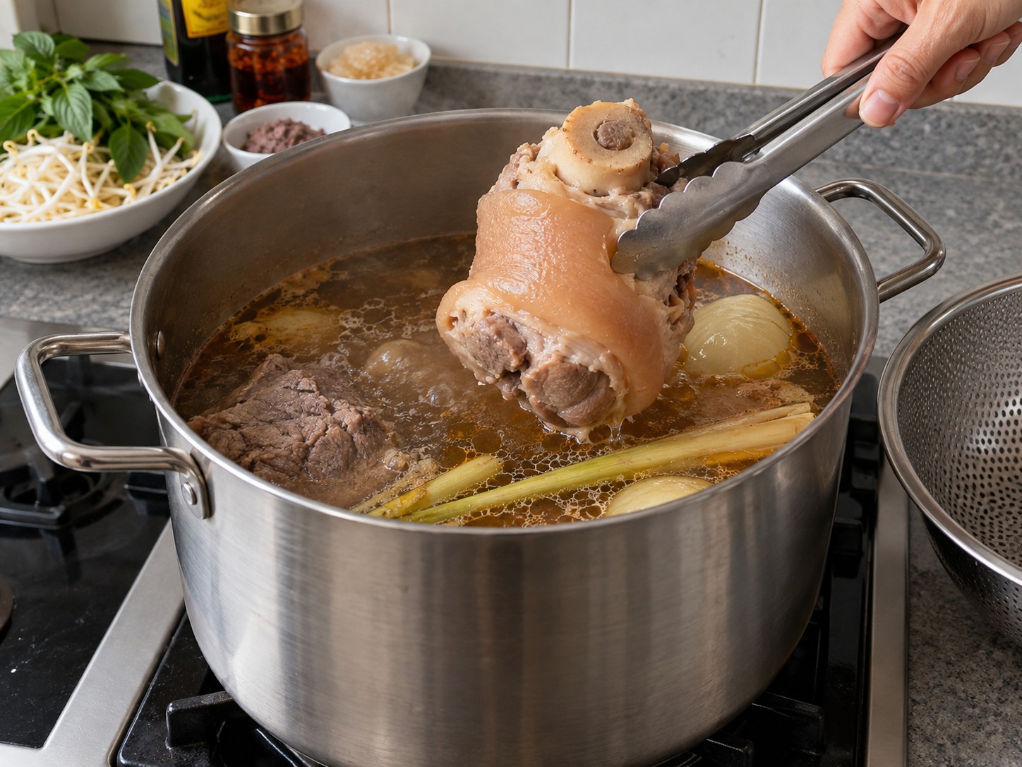 Bun Bo Hue Vietnam — 6. Rebus daging babi sekitar 90 menit sampai empuk