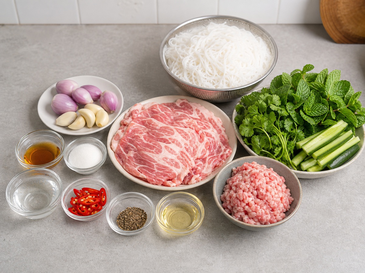 越式烤豬肉米線 complete ingredient overview