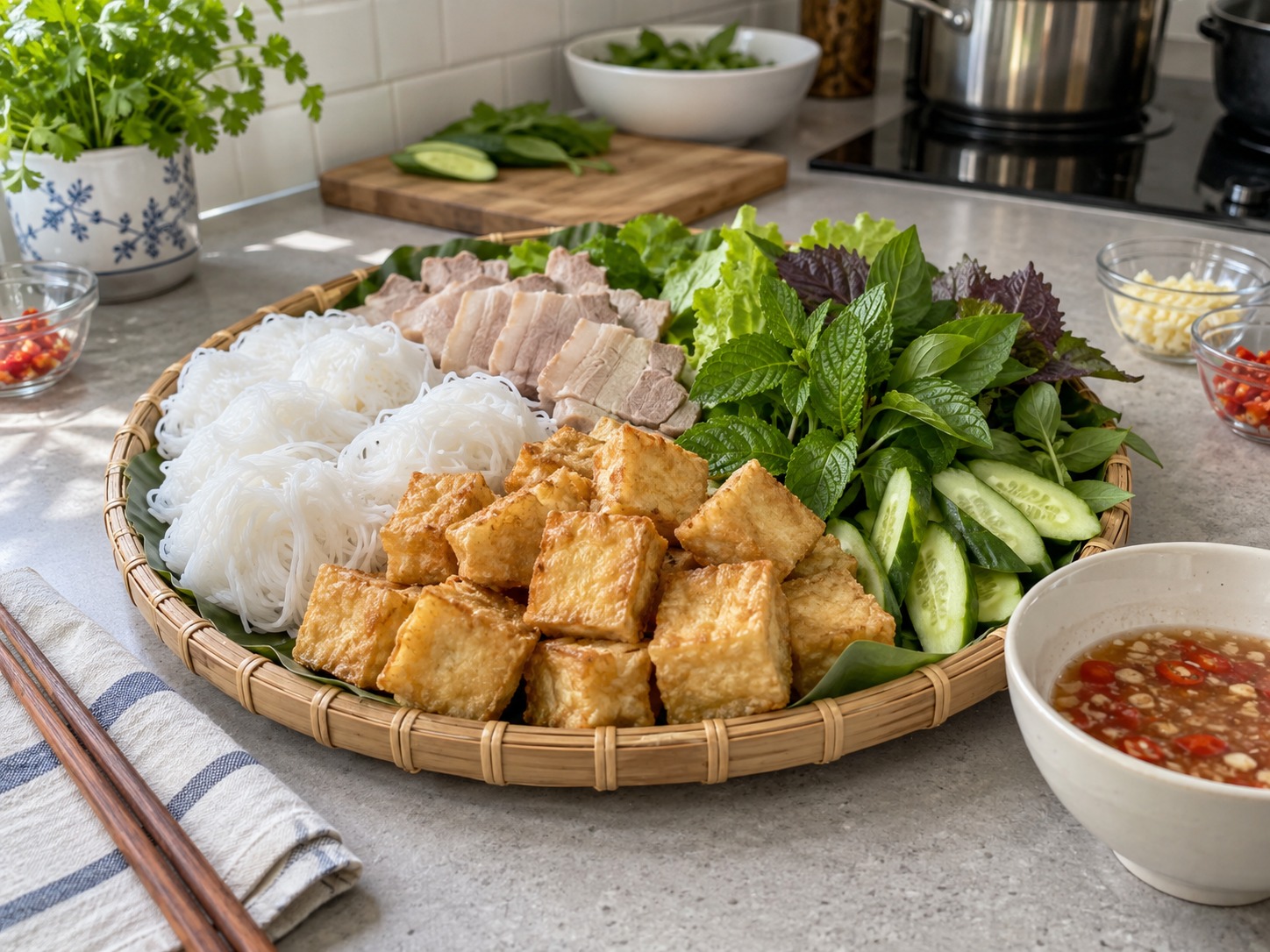 越式炸豆腐米線拼盤 — 完成圖
