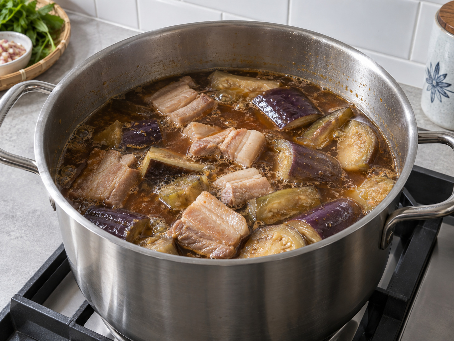 Vietnamese Bún Mắm na Bihon at Sabaw ng Buro na Isda — Lutuin ang talong