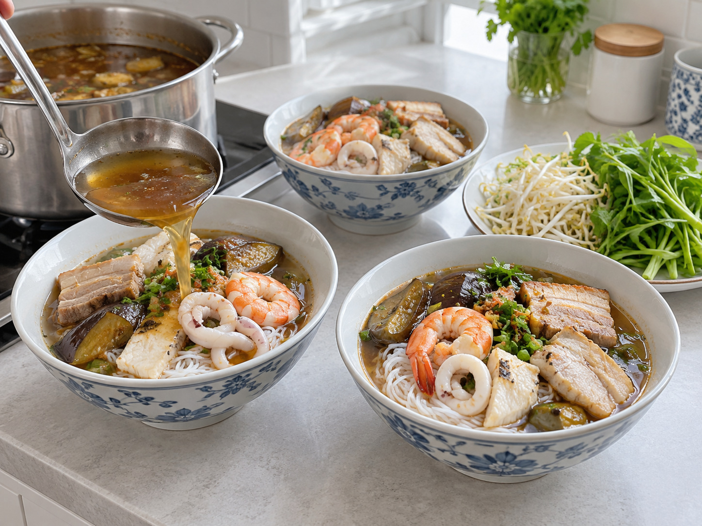 Vietnamese Bún Mắm na Bihon at Sabaw ng Buro na Isda — Buuin ang mangkok