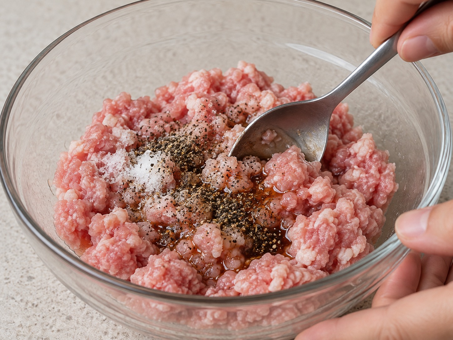 越式蒲瓜肉碎清湯 — 拌肉碎