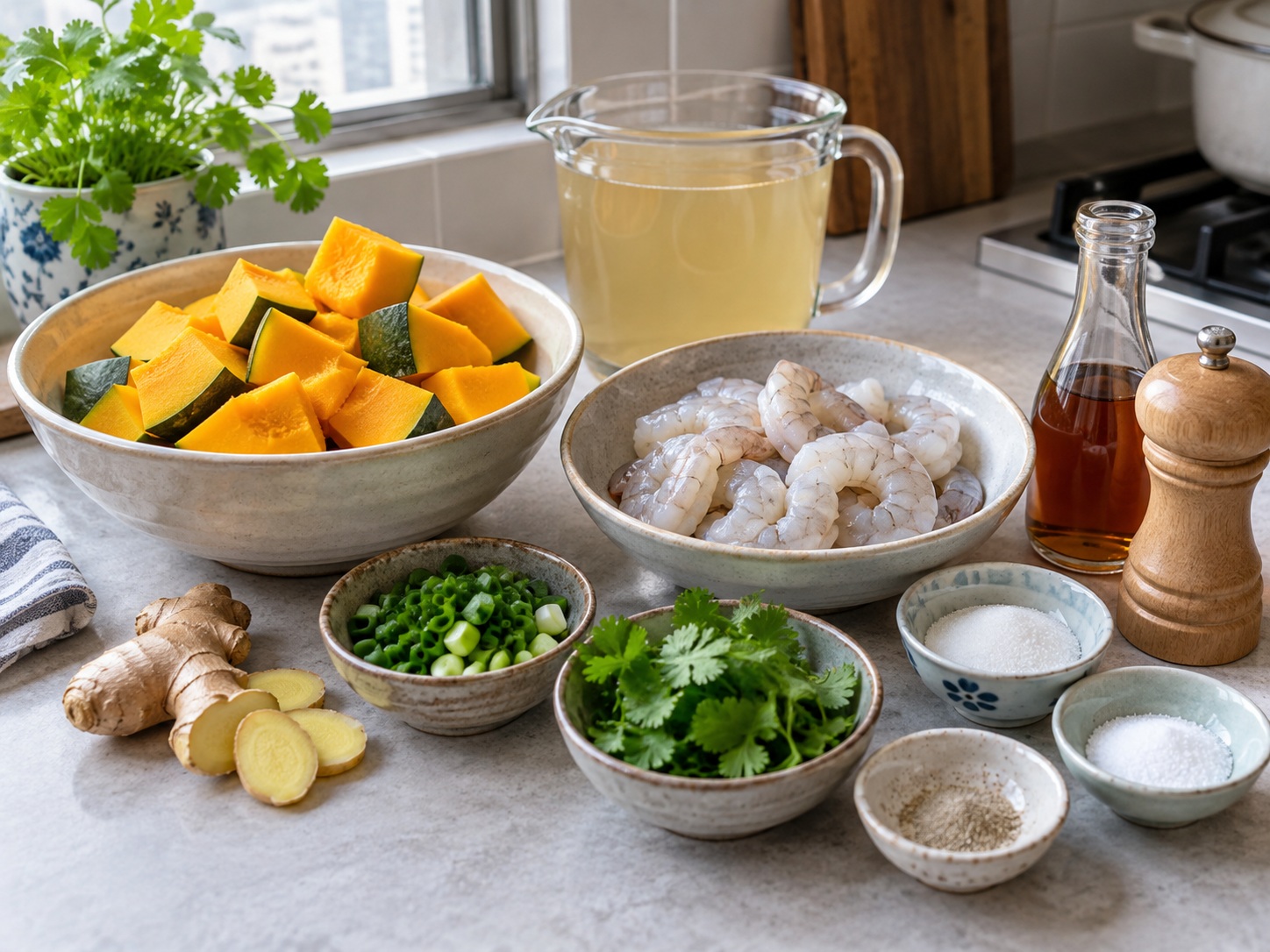 Vietnamese Pumpkin Shrimp Soup — mga sangkap