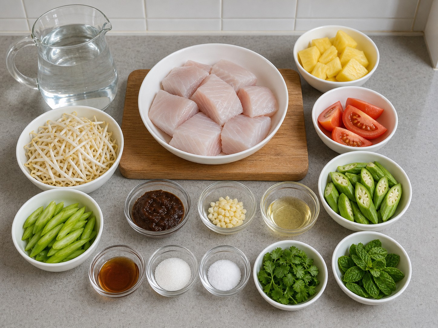 Vietnamese Canh Chua Cá — mga sangkap