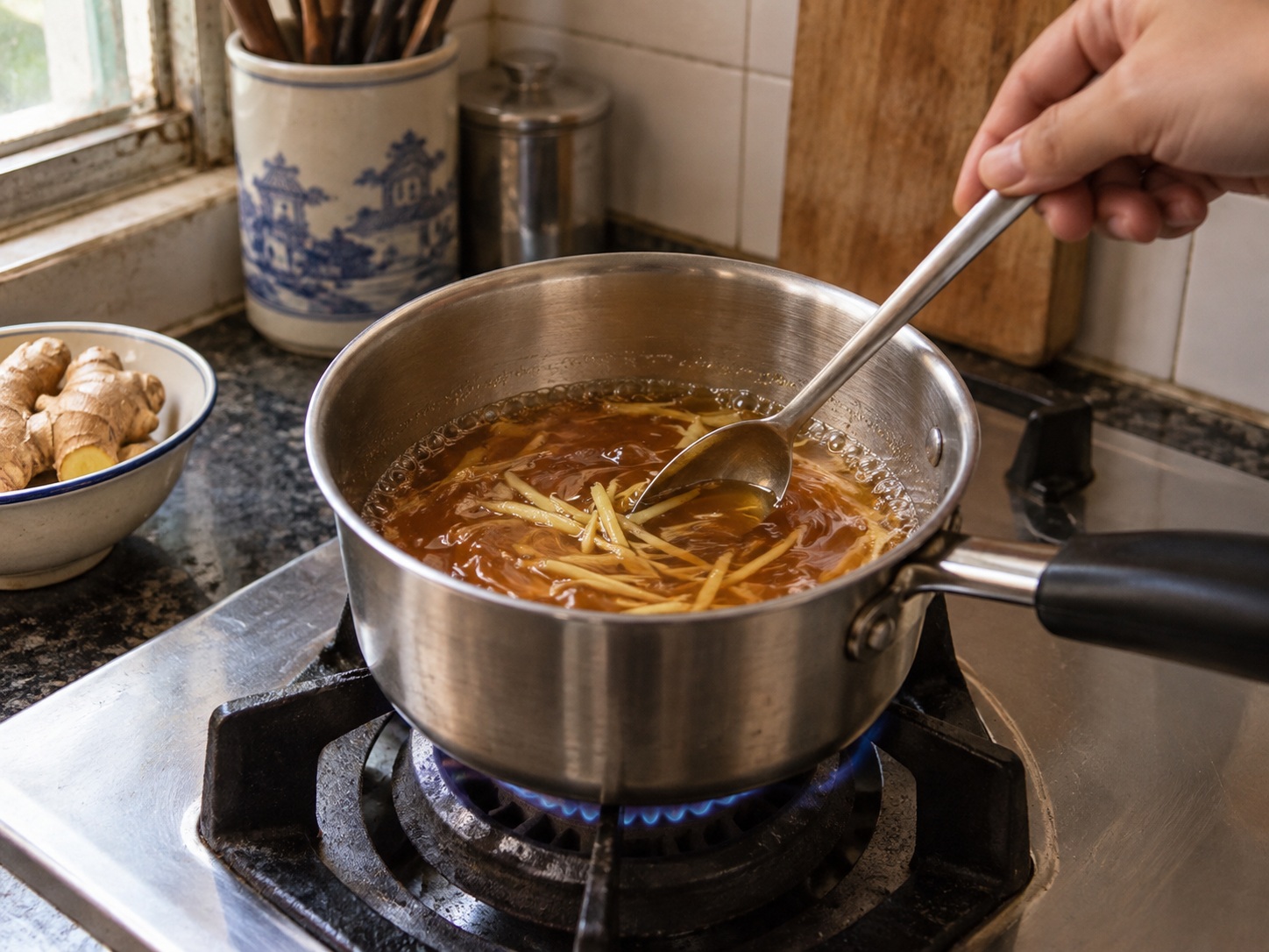 越式薑汁焦糖豆腐 — 煮薑汁糖漿
