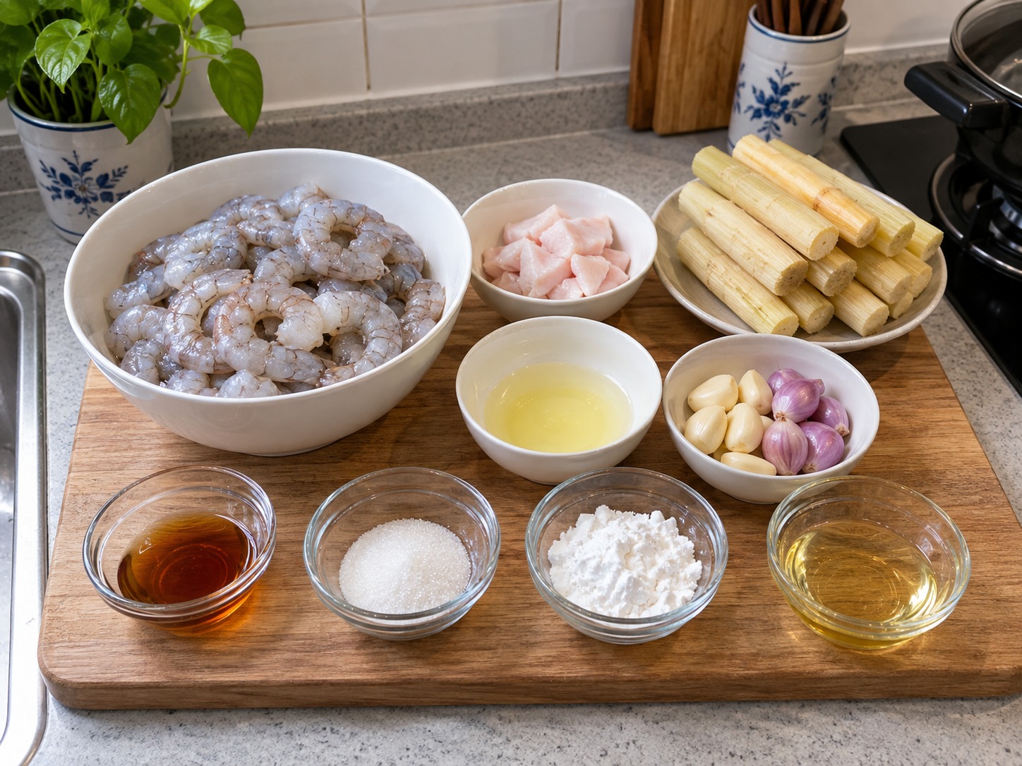Udang Tebu Chạo Tôm Vietnam — bahan
