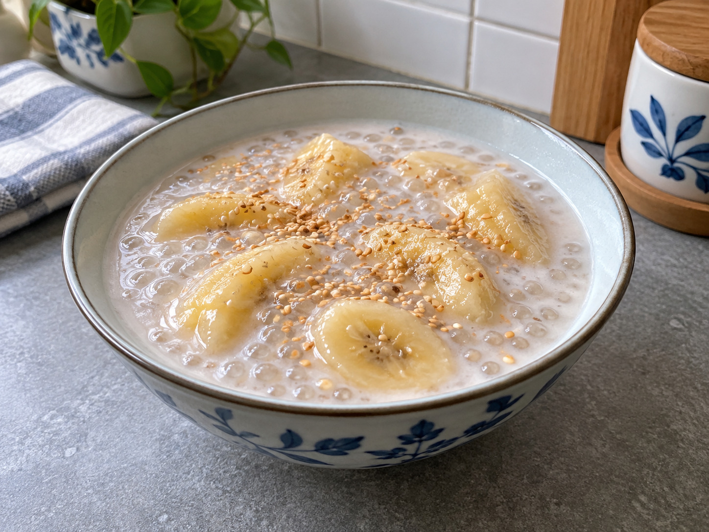 Vietnamese Che Chuoi Banana Coconut Dessert — finished dish
