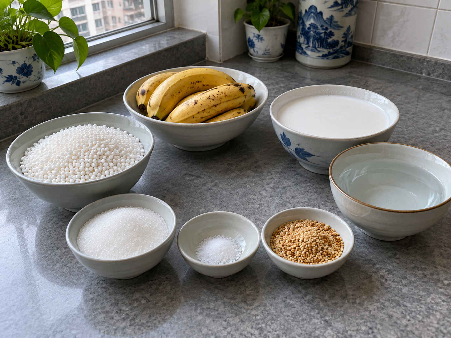 Vietnamese Che Chuoi Banana Coconut Dessert — ingredients