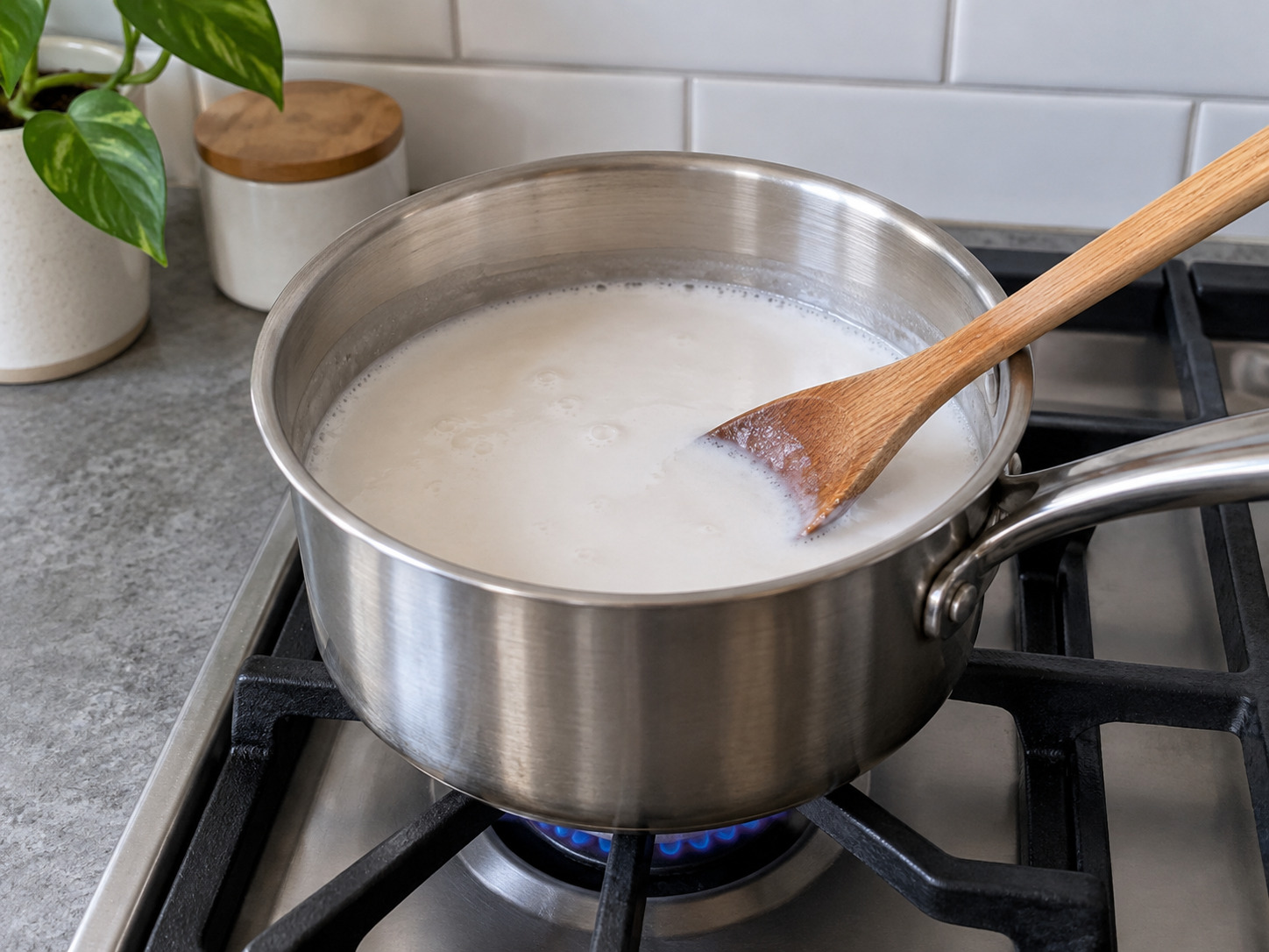 Vietnamese Che Chuoi Banana Coconut Dessert — Stir in sugar and salt until dissolved