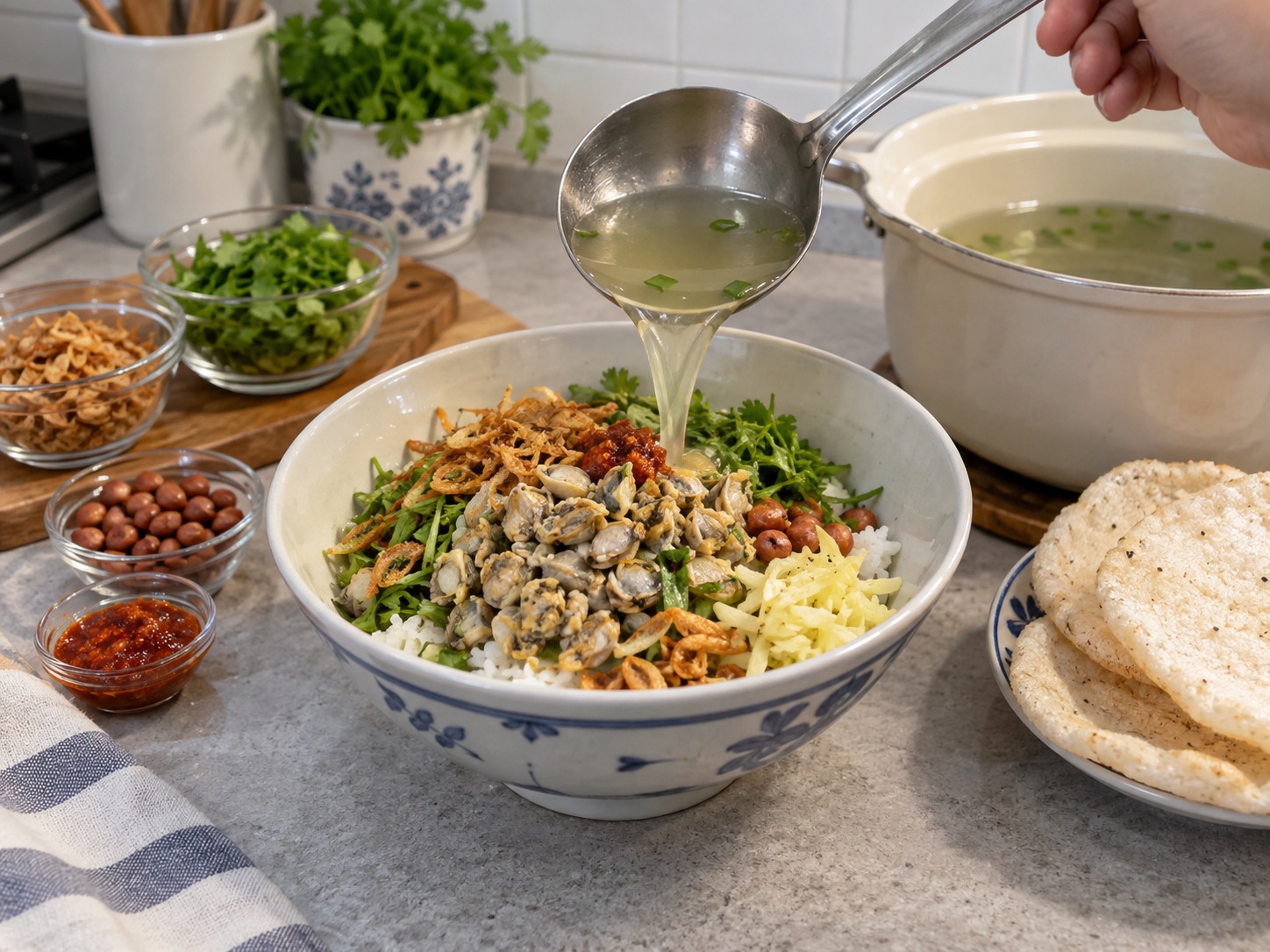 Vietnamese Hue Cơm Hến Clam Rice — finished dish