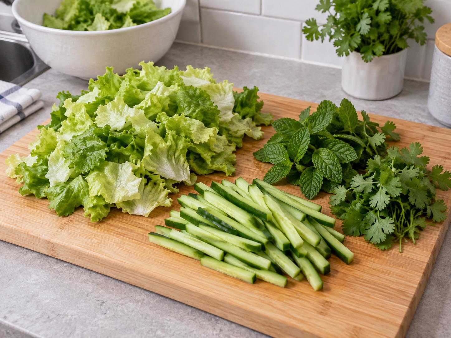 Vietnamese Goi Cuon Shrimp Fresh Spring Rolls — Cut vegetables