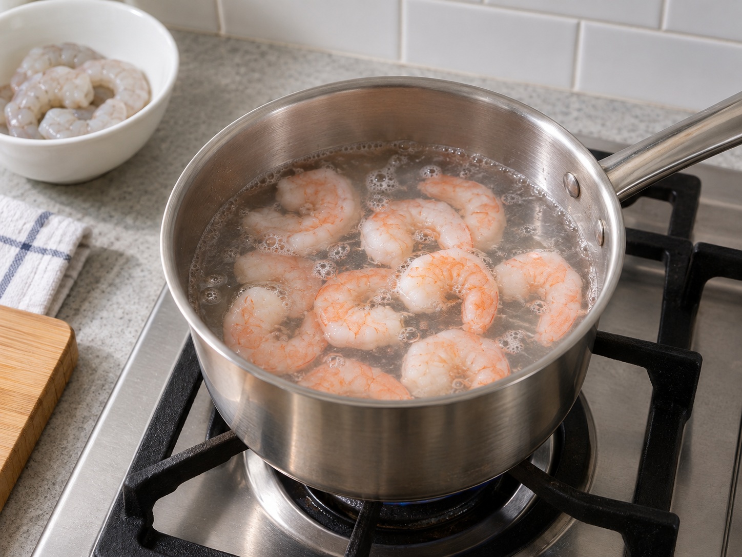 Vietnamese Goi Cuon Shrimp Fresh Spring Rolls — Poach shrimp