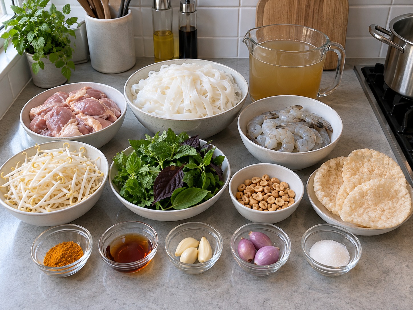 越南雞蝦廣南麵 Mì Quảng — 材料