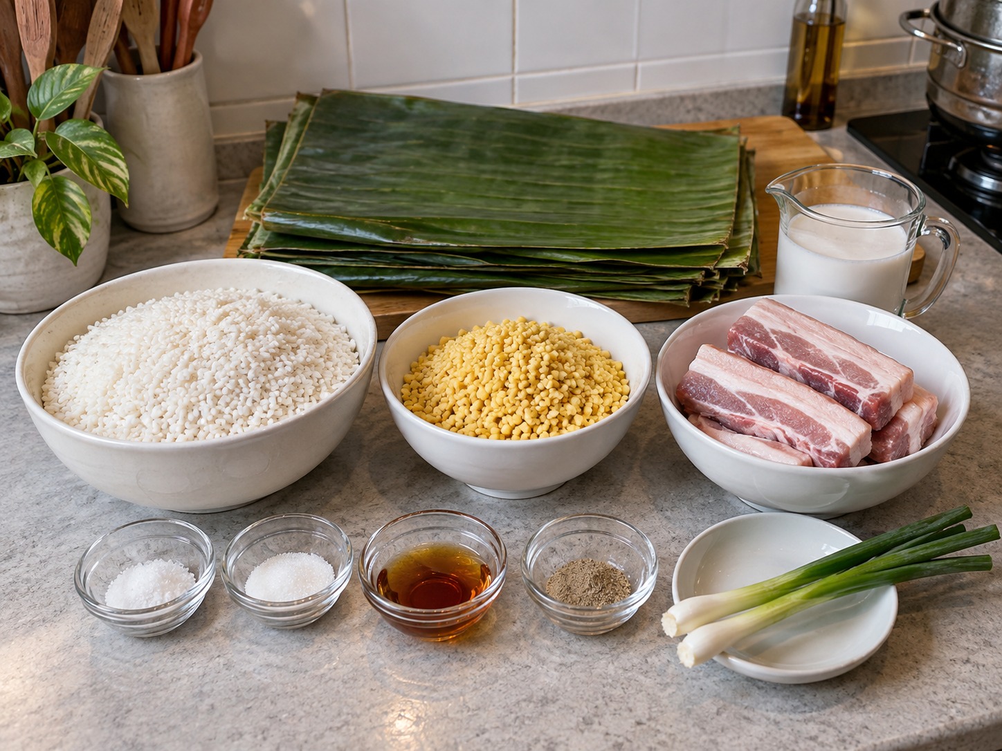 越南鹹味圓筒糯米粽 Bánh Tét — 材料