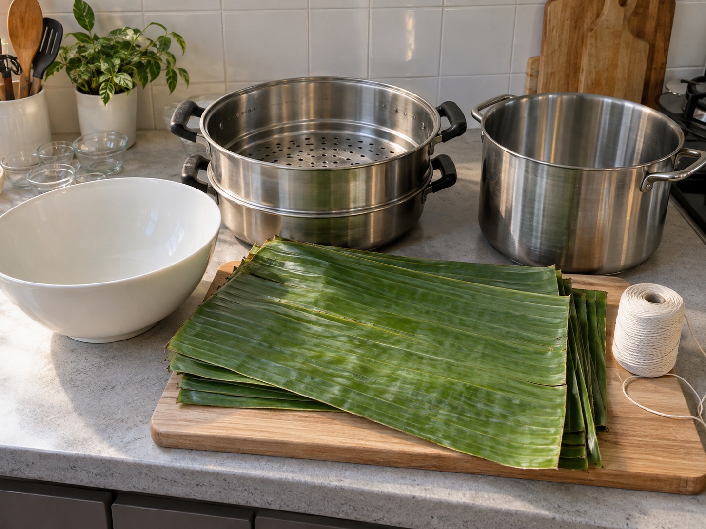 越南鹹味圓筒糯米粽 Bánh Tét — 工具