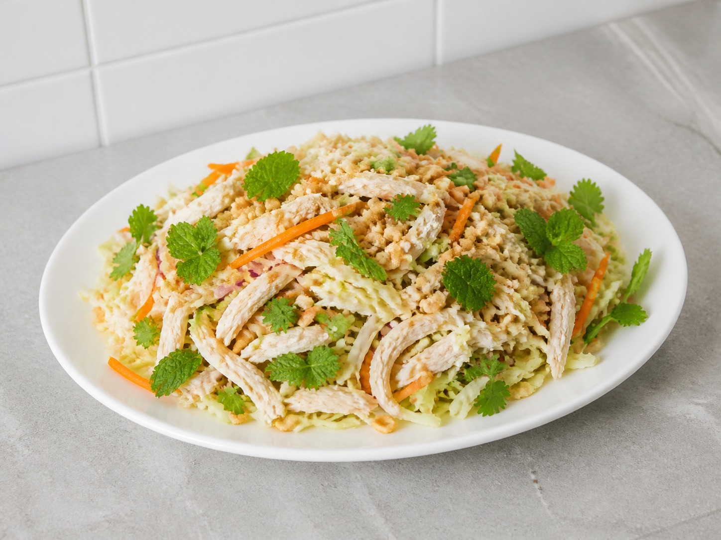 Salad Ayam Suwir dan Kol Vietnam — finished dish