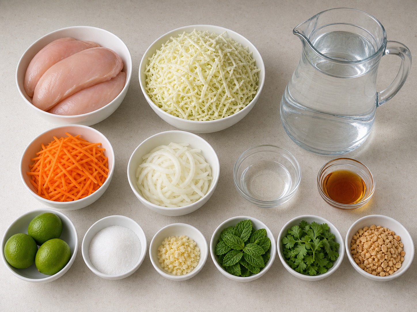 Salad Ayam Suwir dan Kol Vietnam — ingredients overview
