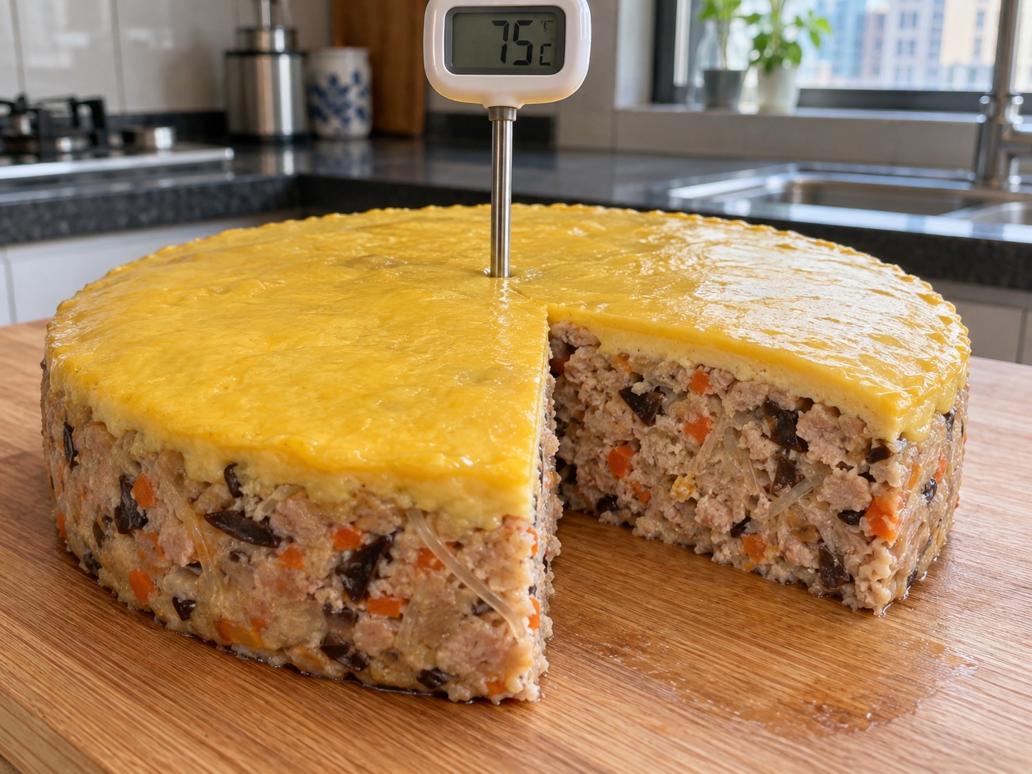Pinasingawang Meatloaf na May Itlog ng Vietnam — Sukatin, pahingahin, at hiwain