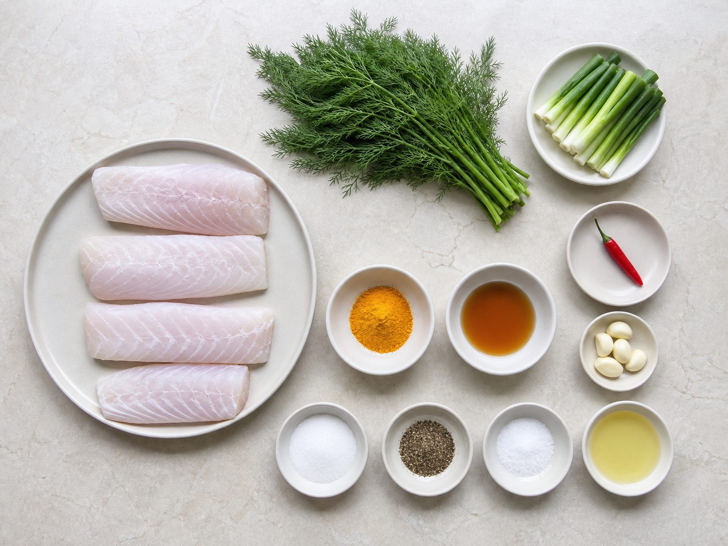 越式黃薑刁草煎魚 — 材料總覽