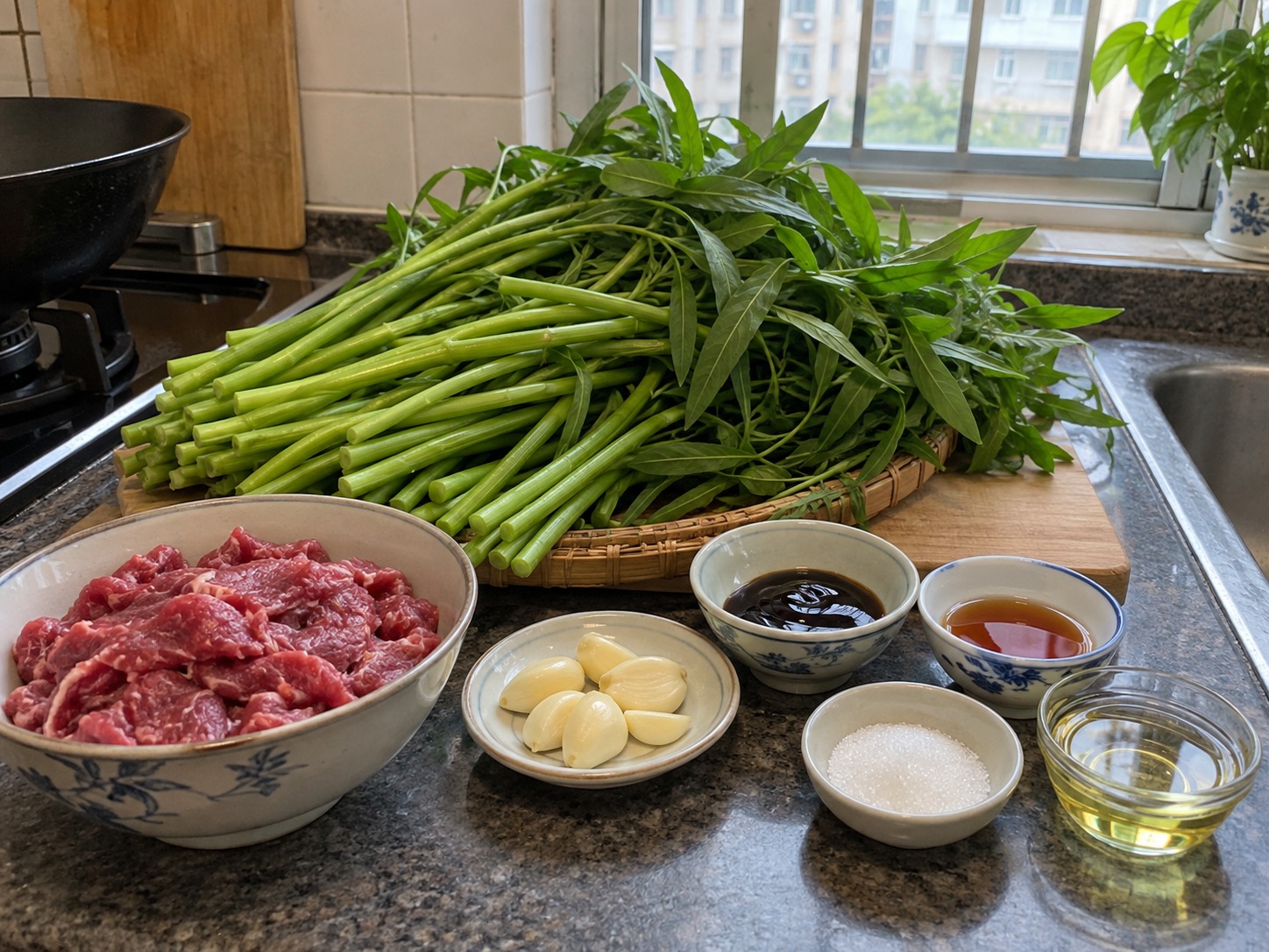 越式通菜炒牛肉 — 材料
