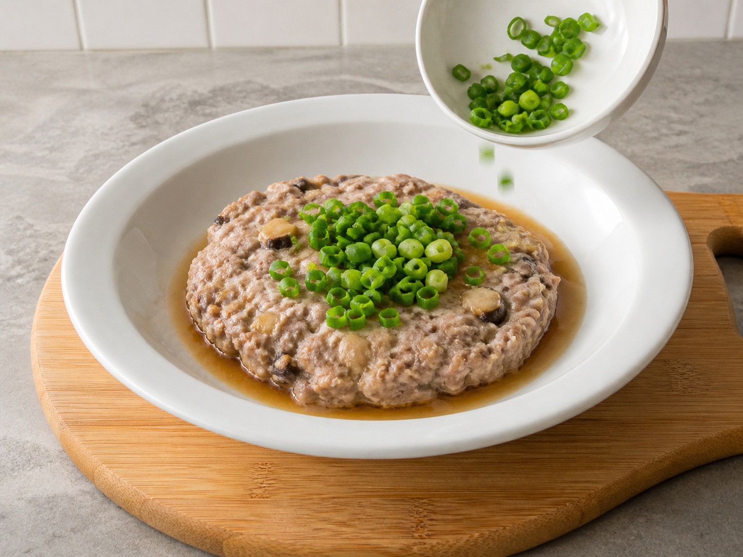 馬蹄冬菇蒸肉餅: 加入最後調味