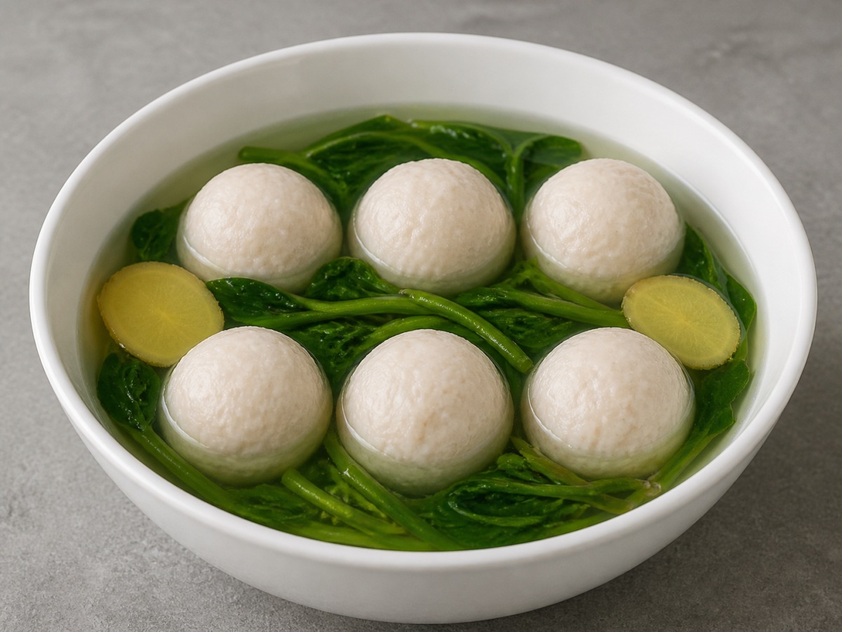 Finished Sup Selada Air dan Bakso Ikan