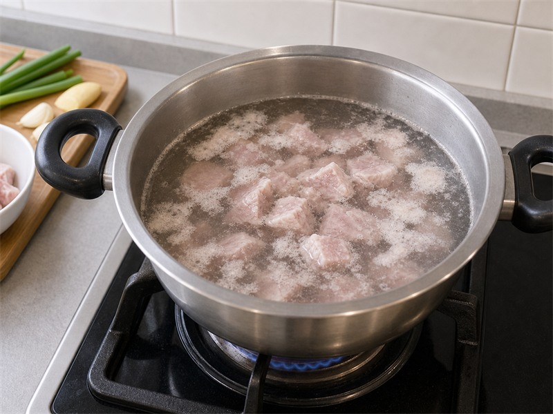 冬瓜瘦肉湯:瘦肉汆水